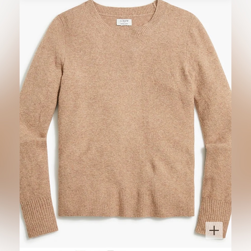 J Crew Extra Soft Crewneck Sweater in Heather Mushroom (Tan) Size Large (NWT)